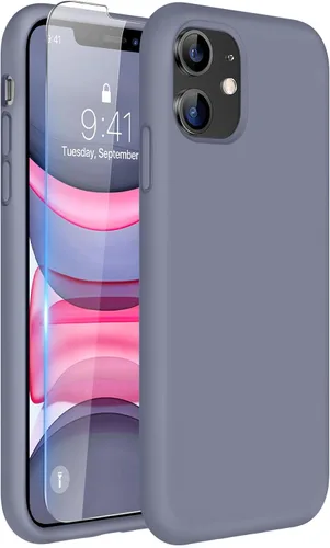 Miniatura 314 de Miracase Funda diseñada para iPhone 13, con protector de pantalla de vidrio templado, forro de microfibra suave antiarañazos, funda de goma