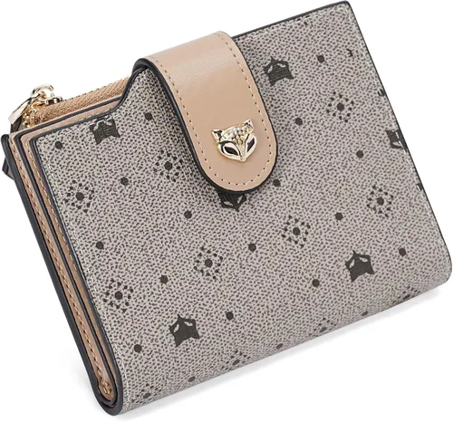 Miniatura 8 de FOXLOVER Cartera pequeña para mujer, con bloqueo RFID, de piel, plegable, con cremallera, bolsillo con cremallera, tarjetero con ventana