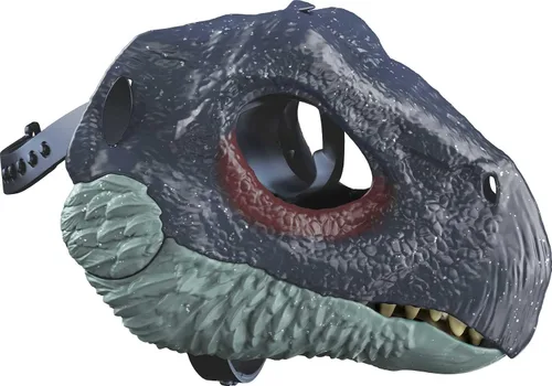 Miniatura 4 de Mattel Jurassic World Dominion Máscara de dinosaurio, juguete de dinosaurio Therizinosaurus y accesorio de disfraz con mandíbula de apertura