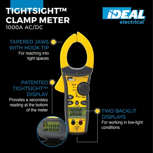 Miniatura 2 de IDEAL INDUSTRIES INC. 61-775 1000 Amp TightSight - Abrazadera Medidor AC/DC con TRMS, corriente y voltaje RMS verdaderos, CATIII para 1000 V, CATIV