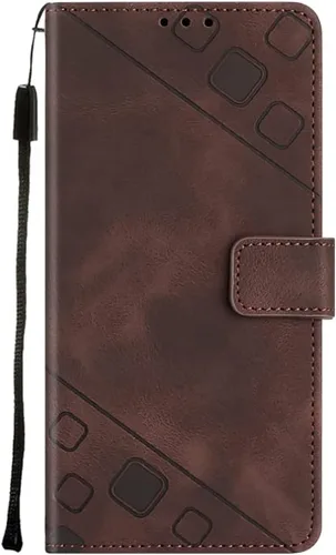 Miniatura 8 de Flip Case for Xiaomi 12 Ultra/12S Ultra,Skin Feeling Embossed Solid Color Premium Leather Wallet Case with Hand Strap