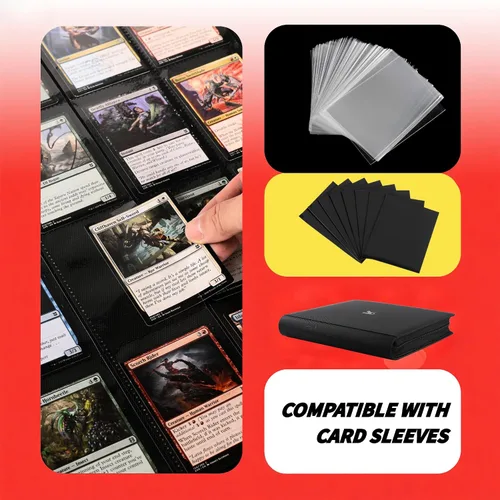 Miniatura 4 de Carpeta de tarjetas intercambiables de 2000 bolsillos, 20 bolsillos compatible con MTG, tarjetas deportivas y otras tarjetas de intercambio de Negro