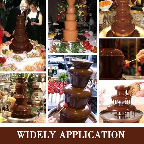 Miniatura 3 de Fuente de chocolate comercial, 5 capas grande de fondue de queso de chocolate, torre de acero inoxidable, cascada de chocolate caliente para control