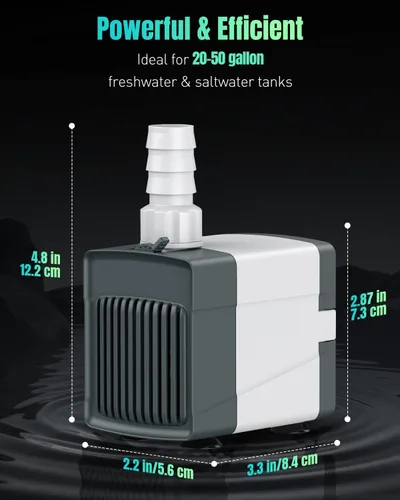 Miniatura 7 de Pawfly Bomba de fuente de 210 GPH, bomba de agua sumergible de 15 W con elevación de 5.2 pies de alto y 4 boquillas, bomba de fuente de agua