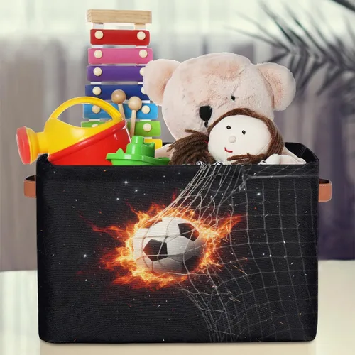Miniatura 3 de AUUXVA Cesta de almacenamiento para fútbol, bola de fuego, caja de cubo de almacenamiento deportiva, de lona duradera, plegable, cesta organizadora