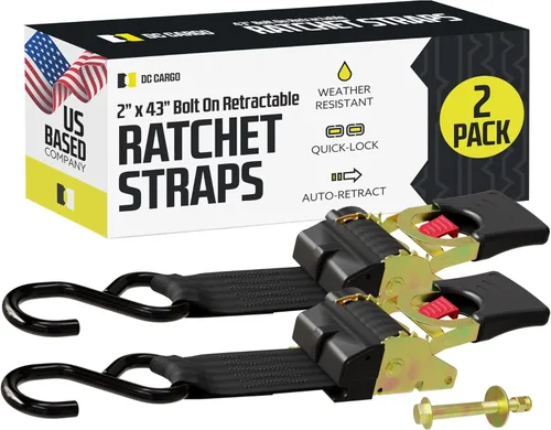 Miniatura 17 de DC Cargo Mall Correas de trinquete retráctiles automáticas atornilladas – (paquete de 2) 1 pulgada x 6 pies – 600 libras de resistencia a la rotura