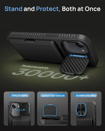 Miniatura 5 de Funda para iPhone 16e tipo cartera, soporte integrado, tarjetero y cubierta para lente de cámara, protección de cuerpo completo, resistente, Negro
