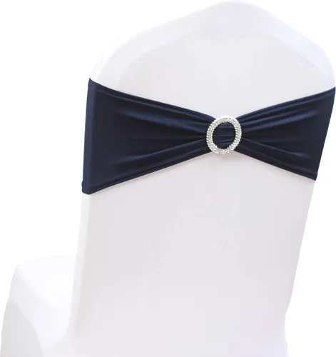 Miniatura 10 de 50 lazos elásticos para silla, bandas elásticas para silla con hebilla deslizante, lazos para bodas, hoteles, banquetes, fiestas de cumpleaños