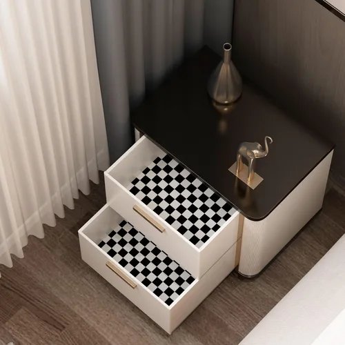 Miniatura 4 de LACHEERY Papel de contacto blanco y negro de 15.8 x 276 pulgadas, papel tapiz grueso a cuadros para despegar y pegar, papel tapiz autoadhesivo