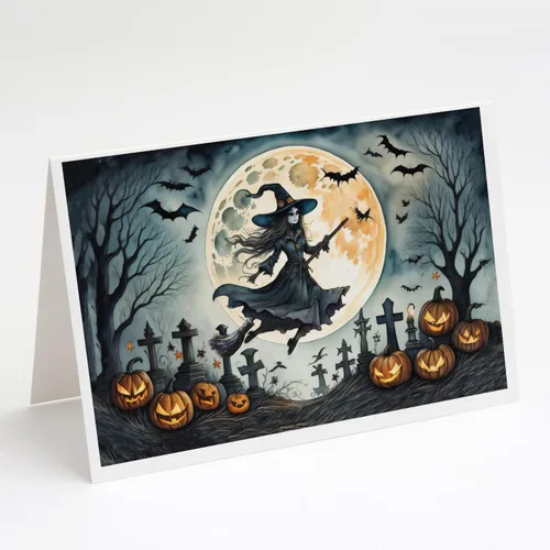 Miniatura 37 de Caroline's Treasures DAC2223GCA7P - Tarjetas de felicitación y sobres de Halloween espeluznantes de gato negro, paquete de 8 tarjetas en blanco