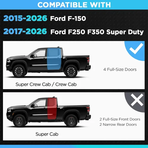 Miniatura 2 de PZ - Estribos de 6" para Ford F-150 SuperCrew Cab de 4 puertas modelos 2015-2026 y Ford F250 F350 Super Duty Crew Cab modelos 2017-2026, barras