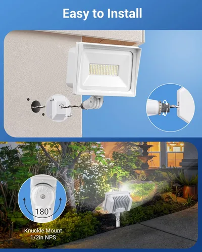 Miniatura 3 de DEWENWILS Luz de inundación LED de 65 W para exteriores, 6670 LM súper brillante (equivalente a 500 W), luz de seguridad LED impermeable IP65, Blanco