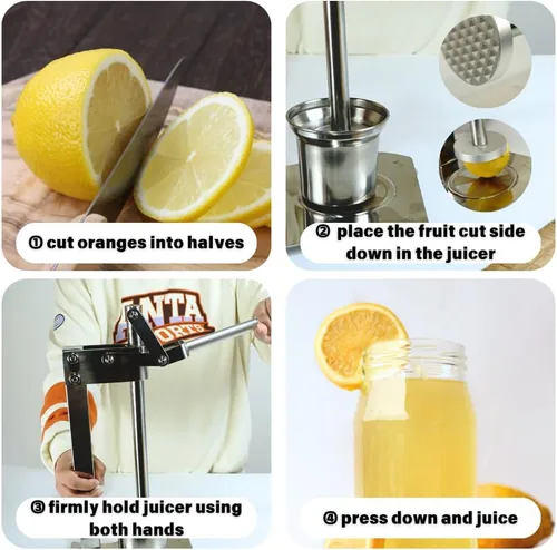 Miniatura 2 de Exprimidor manual de limón y frutas de acero inoxidable resistente, prensador de cítricos rápido y eficiente para uso en cocina
