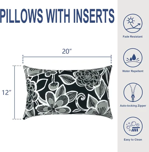 Miniatura 818 de Juego de 2 almohadas para exteriores de 16 x 16 pulgadas, repelentes al agua con interiores, para muebles de patio, hogar, jardín, geometría bohemia