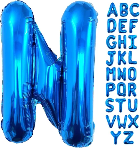 Lovoir Globos azules grandes de 40 pulgadas con la letra N de gran tamaño, globo de helio de aluminio de Mylar para decoración de fiesta de Letra