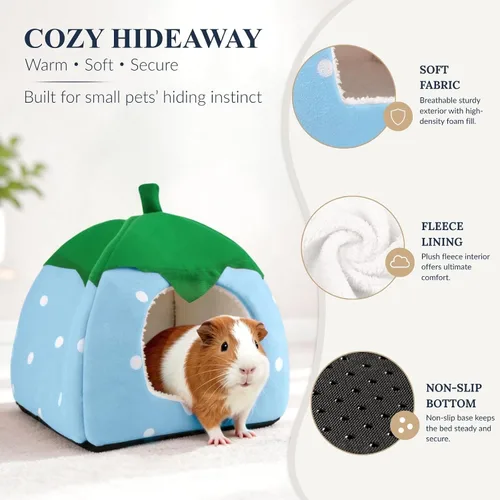 Miniatura 4 de Cama de conejillo de indias, casa de conejo enano, accesorios para cueva, acogedor escondite para conejito, erizo, hurón, chinchilla y otros Rosa