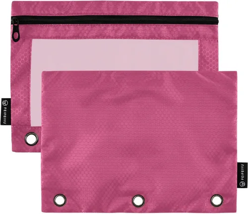 Miniatura 13 de Firebrick Zipper Pencil Pouch for 3 Ring Binder with Clear Window,Pencil Case 2 Pack Firebrick