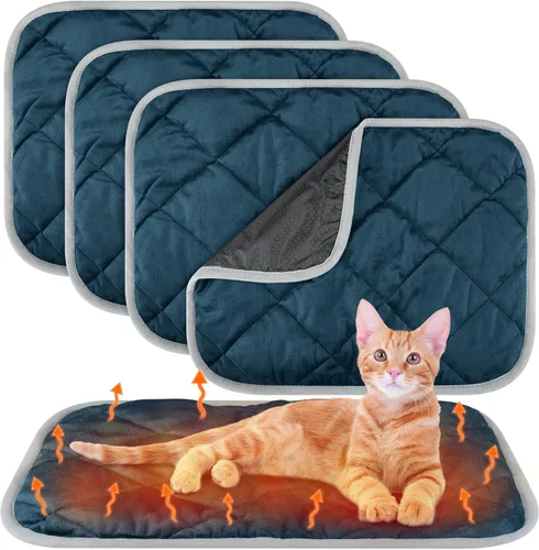 Miniatura 30 de Paquete de 4 Almohadillas Autocalentables para Gatos, Alfombrilla Autocalentable para Perros que Refleja el Calor Corporal, Almohadilla Térmica