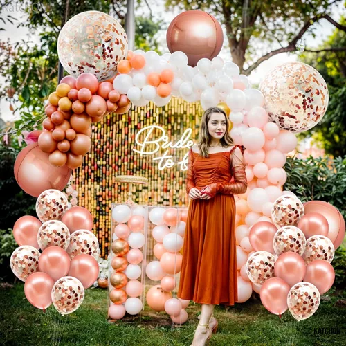 Miniatura 2 de KatchOn, Globos de oro rosa de 36 pulgadas con confeti, paquete de 21 Globos enormes para el día de la madre para decoraciones de fiesta de dulces
