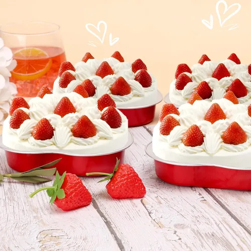 Miniatura 2 de Moldes grandes en forma de corazón para hornear, 20 juegos de recipientes desechables de papel de aluminio de 9 onzas con tapas, molde