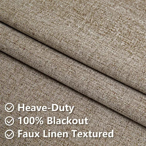 Miniatura 4 de Cortinas 100% opacas de lino sintético, 90 pulgadas de largo, 2 paneles para dormitorio o sala de estar, térmicas y atenuantes, con lengüetas
