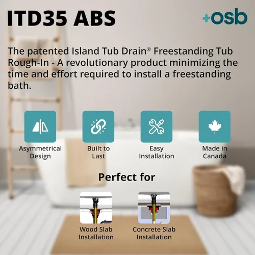 Miniatura 3 de OS&B ITD35 - Kit de drenaje para bañera independiente de tubería ABS de dos piezas e instalación preliminar - Instalación fácil, placa de cubierta