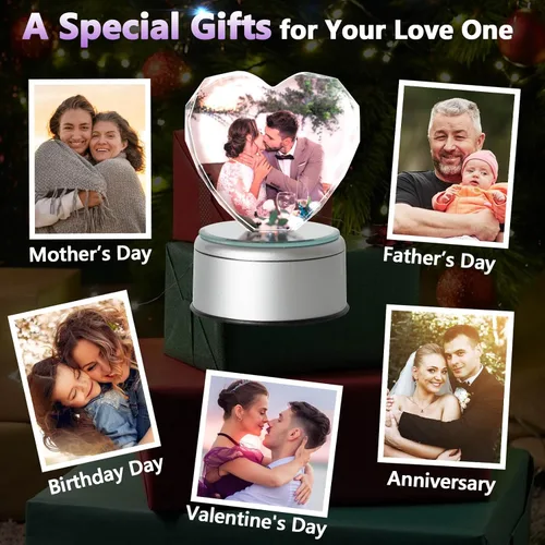 Miniatura 5 de Marco de fotos de cristal 3D personalizado, marco de fotos de cristal con impresión UV personalizado con tu propia foto, regalos personalizados