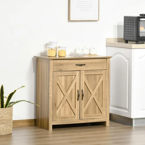 Miniatura 2 de HOMCOM Aparador Estilo Granja Gabinete Buffet, Gabinete de Barra de Café con Puerta de Granero con Cajón y Estante Ajustable para Cocina, Sala