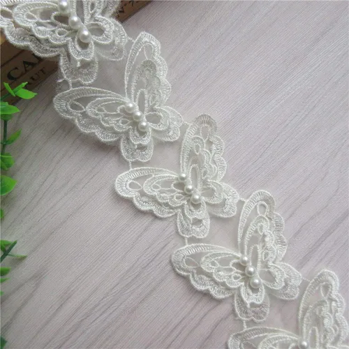 Miniatura 3 de Arco de mariposa soluble de 5 yardas de organza bordada de encaje para tejer, apliques de boda, cinta de retazos hechos a mano, suministros