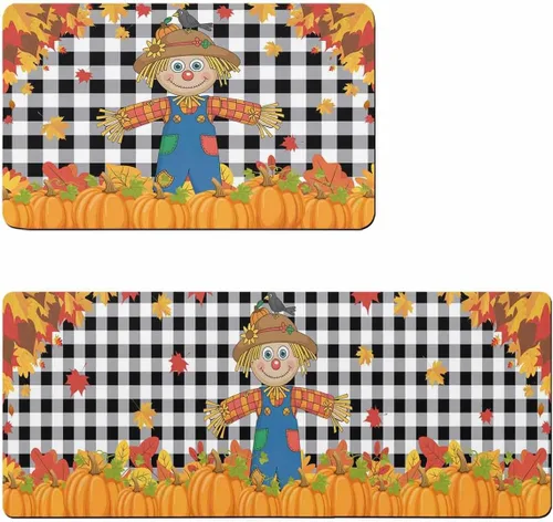 Tapete de baño antideslizante para bañera, tapete de baño de espantapájaros, calabaza, hojas, alfombra de pasillo de baño, alfombra de pasillo de