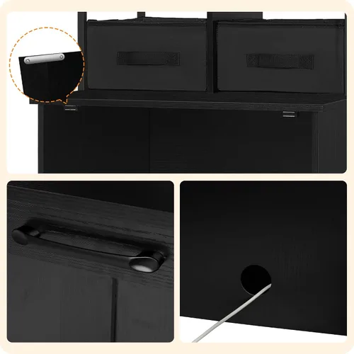 Miniatura 8 de Dwanton Caja de arena con 2 estantes de almacenamiento y 2 cajones, caja de arena oculta 2 en 1 para gatos con estante, entrada reversible, cajones