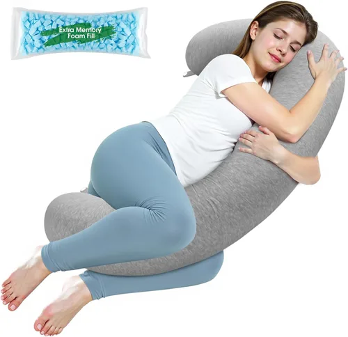 Miniatura 8 de SweetSlubr Almohada corporal, almohadas de embarazo para dormir, almohada de maternidad en forma de C para mujeres embarazadas con firmeza