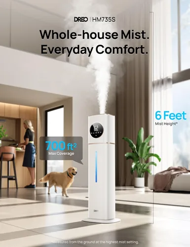 Miniatura 2 de DREO HM735S - Humidificador inteligente de 11 L, habitación grande, 700 pies cuadrados, humidificadores de aire de niebla fría 100H para dormitorio