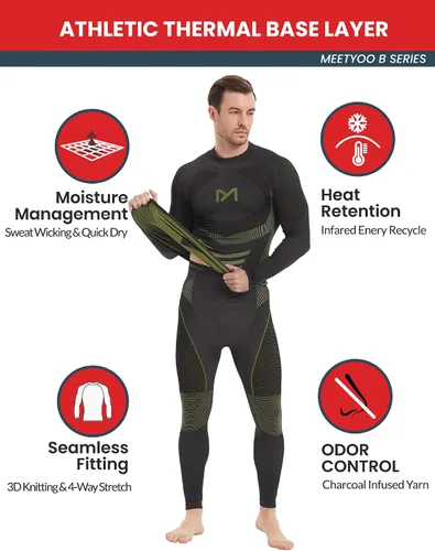 Miniatura 2 de MEETYOO Ropa interior térmica para hombre, equipo de invierno, largo, capa base, conjunto superior e inferior para esquiar y correr