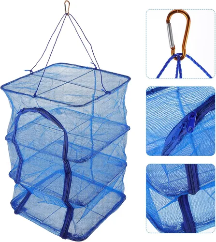 Miniatura 8 de Jaula de pescado plegable Estante de secado de peces Estante colgante para secadora colgante para lavandería Camarones Red de secado de peces Red