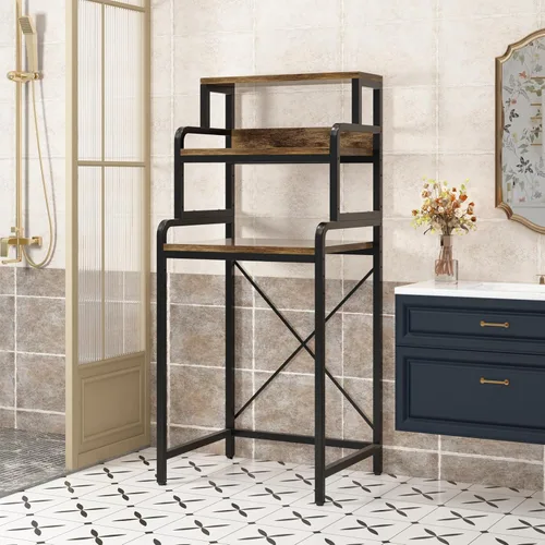 Miniatura 7 de Estante de 3 niveles para cuarto de baño, estante de almacenamiento para lavadora, estante de almacenamiento sobre la lavadora del inodoro