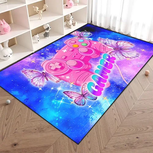 Miniatura 17 de Alfombras para decoración de habitación de niños, alfombra de mariposa para adolescentes y niñas, alfombra antideslizante para dormitorio y sala