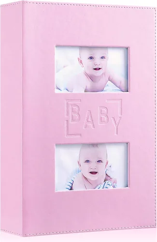 Ywlake Álbum de fotos para bebé niña de 4 x 6 pulgadas, 300 fotos de bolsillo, cubierta de cuero, para recién nacidas, álbum Bebe con capacidad para
