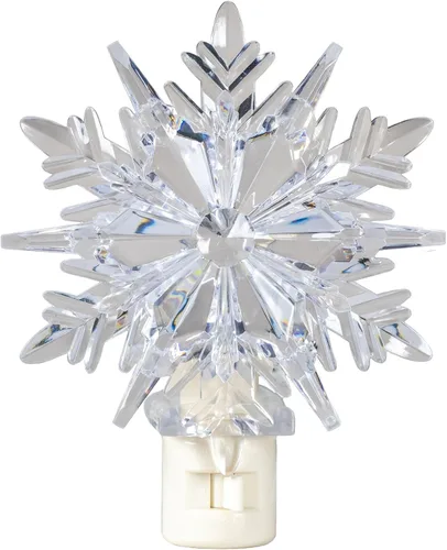 Miniatura 5 de Novelty Lights Lámpara LED copo de nieve blanco puro decoración de Navidad luz nocturna con enchufe giratorio