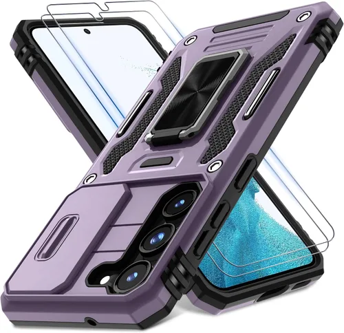 Miniatura 8 de DEERLAMN Funda para Samsung Galaxy S23 con Cubierta Deslizante para Cámara + Protector de Pantalla (2 Paquetes), Soporte de Anillo Giratorio