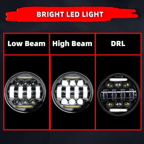 Miniatura 2 de FATECIM Faro delantero LED redondo de 5.75" para motocicleta con visera, 5 3/4 pulgadas, haz alto/bajo, DRL, lámpara frontal de montaje inferior