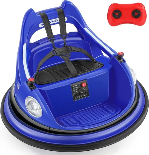 Miniatura 7 de ELEMARA Auto chocador, 1.9 MPH máximo, auto eléctrico de 12V para niños con control remoto para padres, juguetes Bluetooth para montar, auto