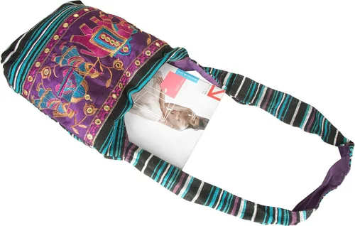Miniatura 3 de TribeAzure - Bolso bandolera de algodón con diseño de elefante, estilo hobo, estilo bohemio, hippie, libro, amplio, colorido, espacioso e informal