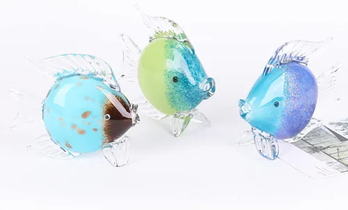 Miniatura 7 de Figuras grandes de cristal de peces de vidrio soplado a mano, estatua y escultura de peces para decoración del hogar, pisapapapeles de cristal