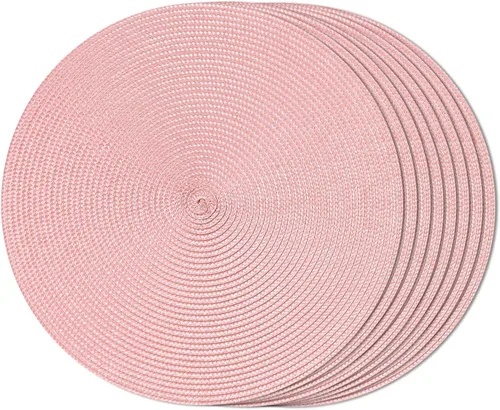 Miniatura 50 de FunWheat Juego de 6 manteles individuales redondos trenzados para mesas de comedor, tejidos, lavables, antideslizantes, de 15 pulgadas