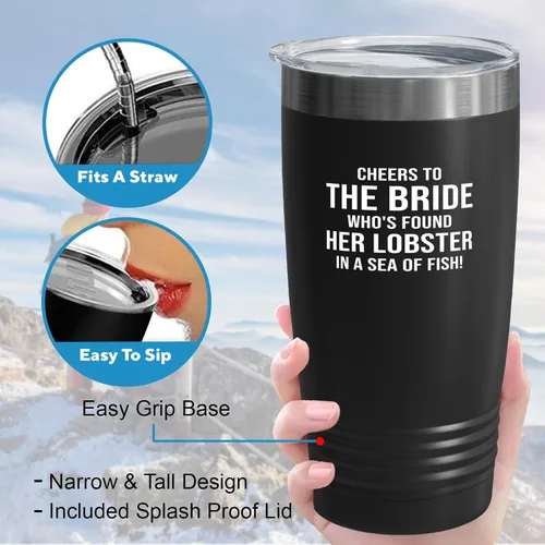 Miniatura 4 de Bride Tumbler 20oz Black -Found Her Lobster - Bride To Be Gifts Bridal Shower Wedding New Bride Mr Mrs Bachelorette Party Fiancee Newly Engaged