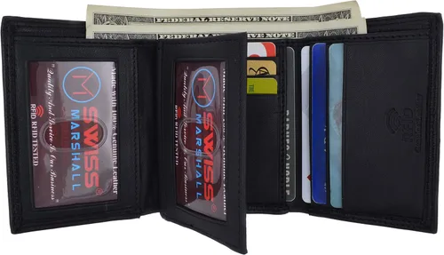 Miniatura 5 de Swiss Marshall - Cartera de piel con bloqueo RFID para hombre