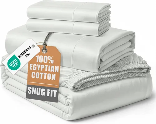 Miniatura 83 de Lane Linen Sábanas 100% de algodón egipcio, tamaño King, naturalmente transpirables y duraderas, cómodas para el invierno, ultra suaves, comodidad