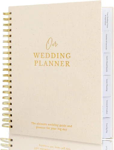 Miniatura 19 de Libro y organizador de boda atemporal premium de alta calidad, libro de planificación de bodas, carpeta completa de recuerdo y cuenta regresiva