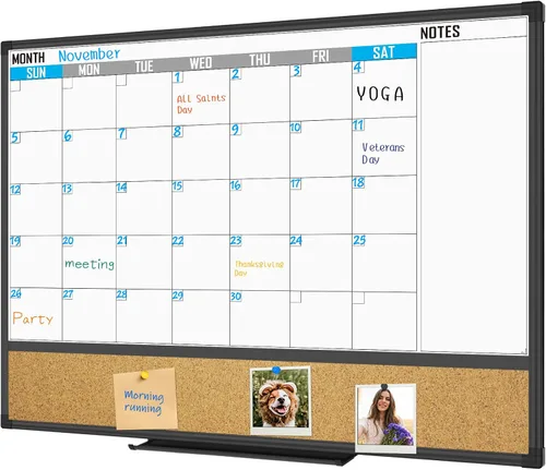Miniatura 10 de XBoard Calendario de Pizarra Blanca de Borrado en Seco 36 X 24 Pulgadas - Calendario Combinado de Pizarra Blanca Mensual, Pizarra Blanca Magnética +